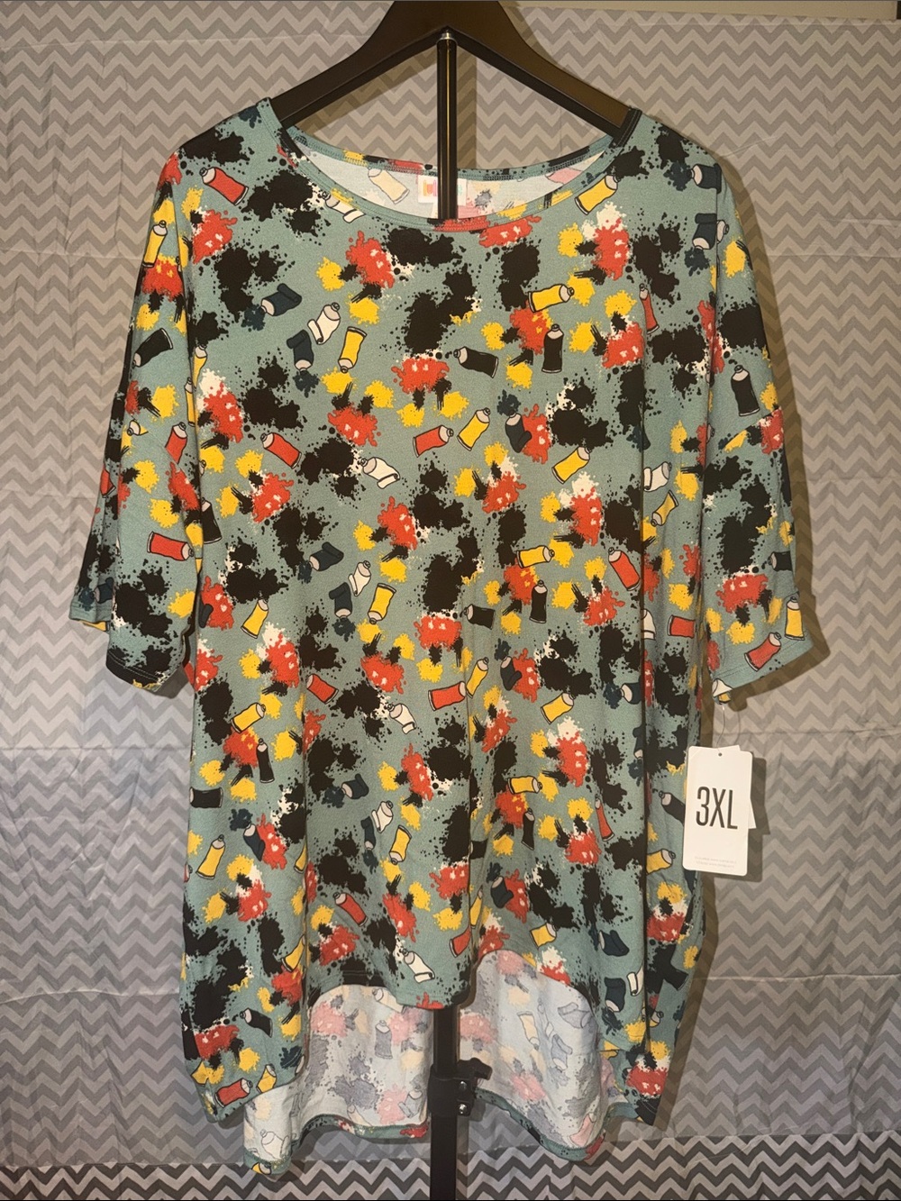Lularoe Mickey Mouse Abstract Paint-Splash Tunic Top